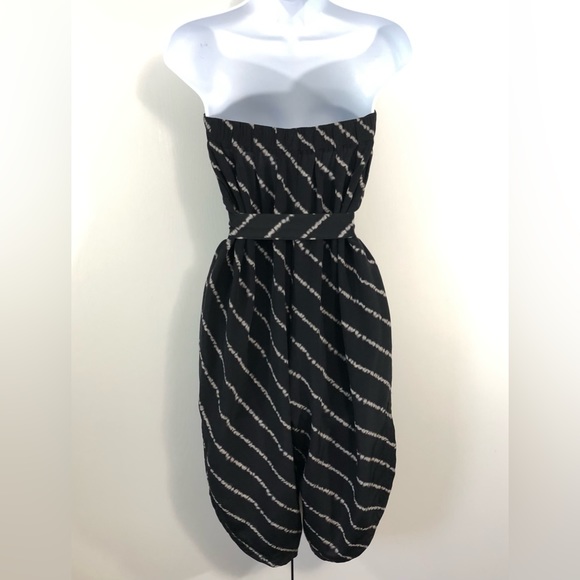 BCBGMaxAzria Black Silk Strapless Midi Jumpsuit. Sz S - Picture 7 of 16